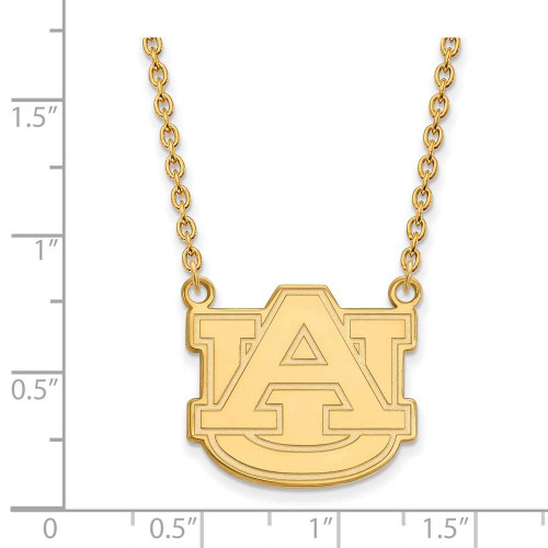 Image of 18" 14K Yellow Gold Auburn University Large Pendant w/ Necklace LogoArt (4Y016AU-18)