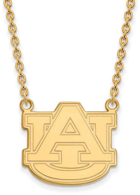Image of 18" 14K Yellow Gold Auburn University Large Pendant w/ Necklace LogoArt (4Y016AU-18)
