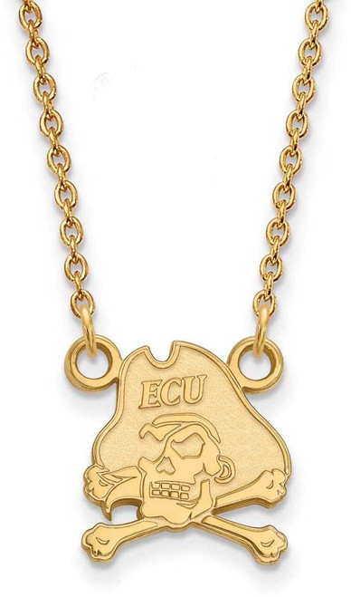 Image of 18" 14K Yellow Gold East Carolina University Sm Pendant Necklace LogoArt 4Y011ECU-18