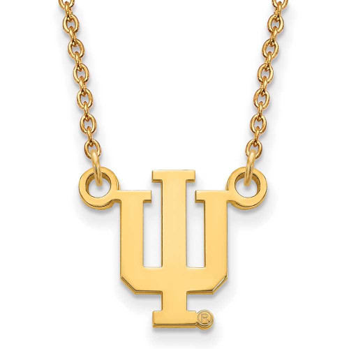 Image of 18" 14K Yellow Gold Indiana University Small Pendant Necklace by LogoArt 4Y015IU-18