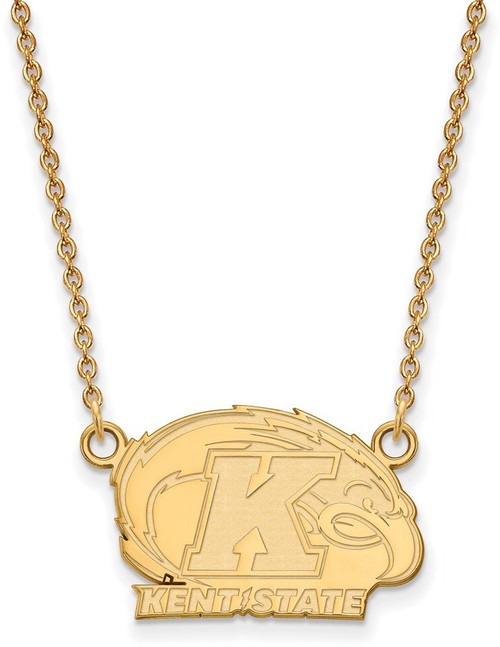 18" 14K Yellow Gold Kent State University Small Pendant w/ Necklace by LogoArt