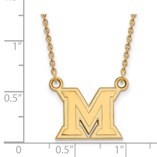 Image of 18" 14K Yellow Gold Miami University Small Pendant w/ Necklace by LogoArt