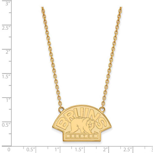 Image of 18" 14K Yellow Gold NHL Boston Bruins Large Pendant Necklace by LogoArt 4Y042BRI-18