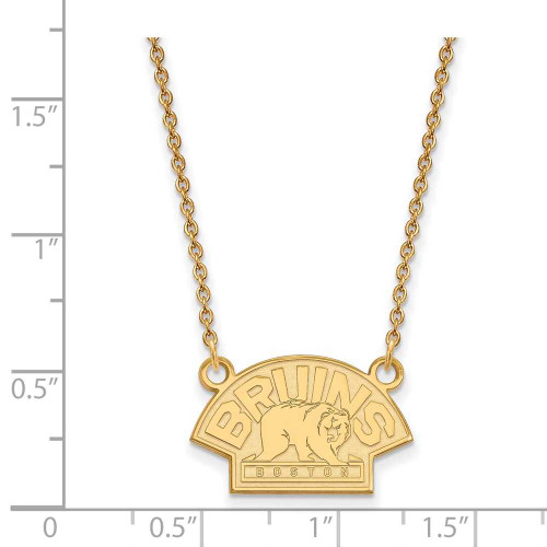 Image of 18" 14K Yellow Gold NHL Boston Bruins Small Pendant Necklace by LogoArt 4Y041BRI-18