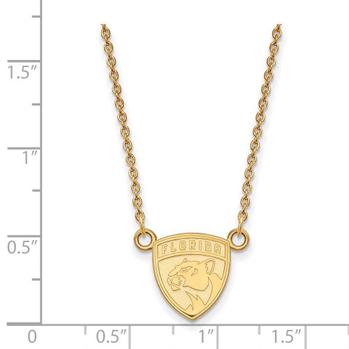 Image of 18" 14K Yellow Gold NHL Florida Panthers Small Pendant w/ Necklace by LogoArt