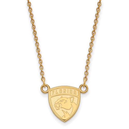 Image of 18" 14K Yellow Gold NHL Florida Panthers Small Pendant w/ Necklace by LogoArt