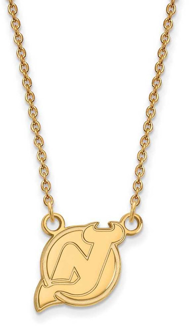 Image of 18" 14K Yellow Gold NHL New Jersey Devils Small Pendant w/ Necklace by LogoArt