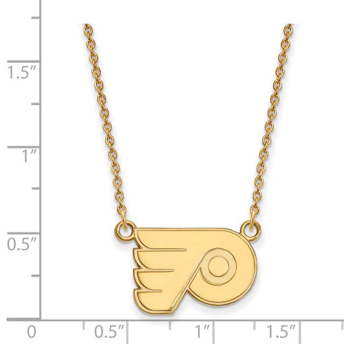Image of 18" 14K Yellow Gold NHL Philadelphia Flyers Small Pendant w/ Necklace by LogoArt