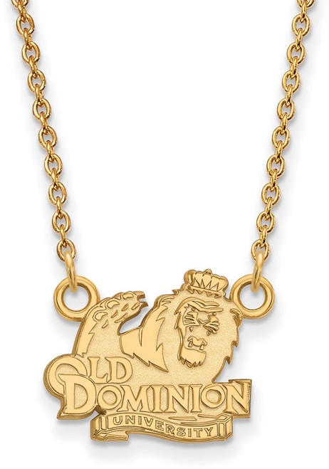 18" 14K Yellow Gold Old Dominion University Small Pendant w/ Necklace by LogoArt