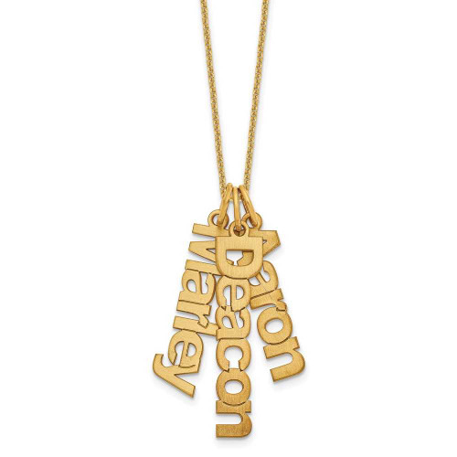 Image of 18" 14K Yellow Gold Personalized Brushed 3 Name Charm Necklace