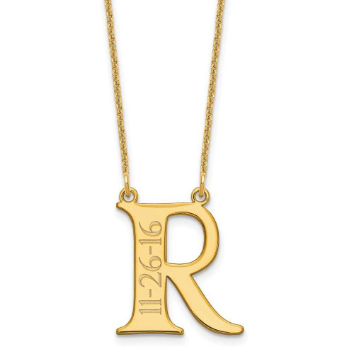 Image of 18" 14K Yellow Gold Personalized Initial with Date Necklace
