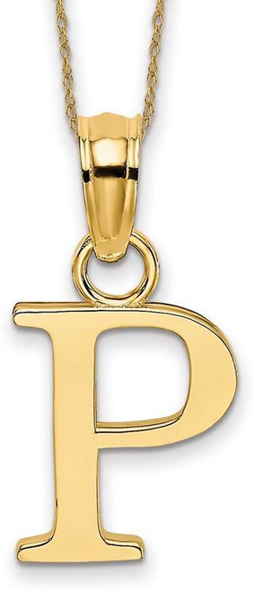 Image of 18" 14K Yellow Gold Polished P Block Initial Necklace