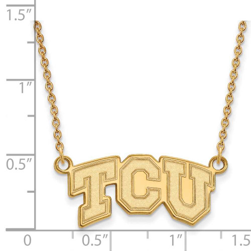 Image of 18" 14K Yellow Gold Texas Christian University Sm Pendant Necklace LogoArt 4Y005TCU