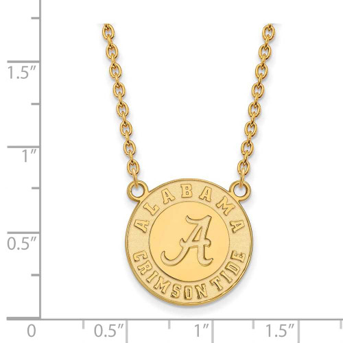 Image of 18" 14K Yellow Gold University of Alabama Large Pendant Necklace LogoArt 4Y055UAL-18