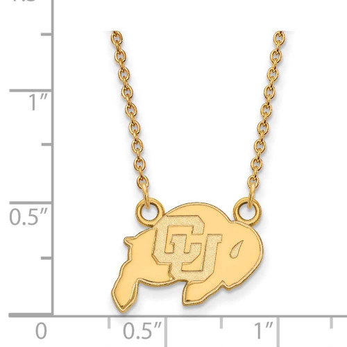 Image of 18" 14K Yellow Gold University of Colorado Sm Pendant Necklace LogoArt 4Y011UCO-18