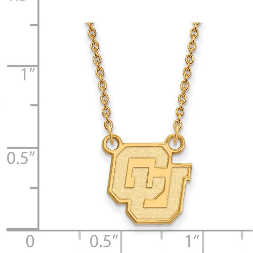 Image of 18" 14K Yellow Gold University of Colorado Sm Pendant Necklace LogoArt 4Y032UCO-18