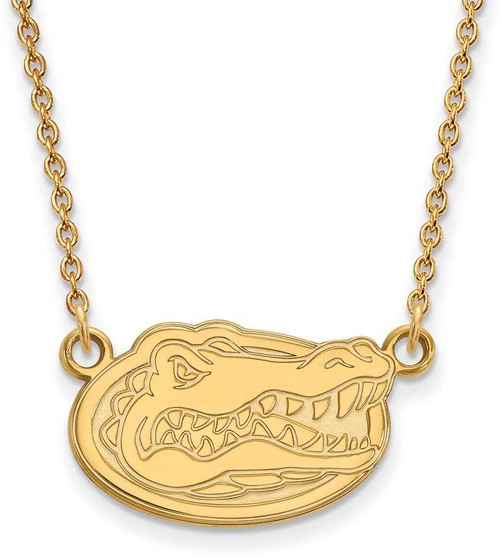 Image of 18" 14K Yellow Gold University of Florida Small Pendant Necklace LogoArt 4Y015UFL-18