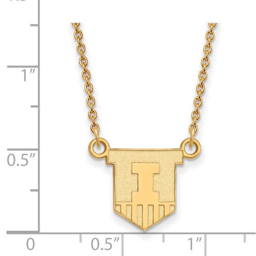 Image of 18" 14K Yellow Gold University of Illinois Sm Pendant Necklace LogoArt 4Y054UIL-18