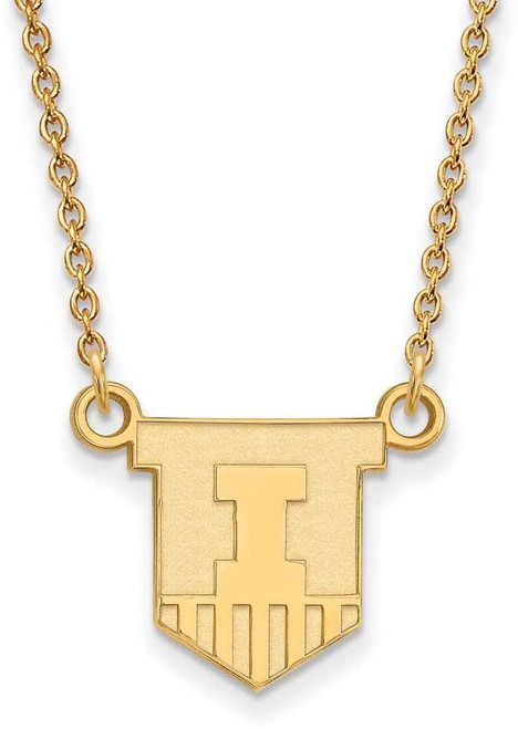 Image of 18" 14K Yellow Gold University of Illinois Sm Pendant Necklace LogoArt 4Y054UIL-18
