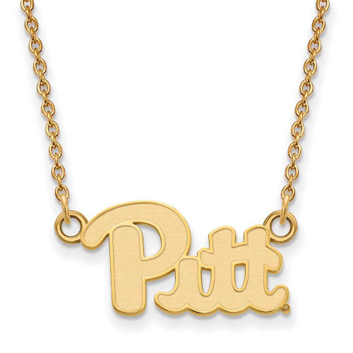 Image of 18" 14K Yellow Gold University of Pittsburgh Sm Pendant Necklace LogoArt 4Y009UPI-18