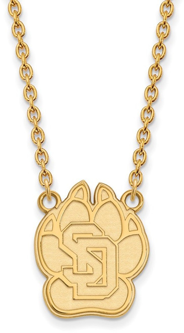 18" 14K Yellow Gold University of South Dakota Lg Pendant Necklace LogoArt 4Y008USD