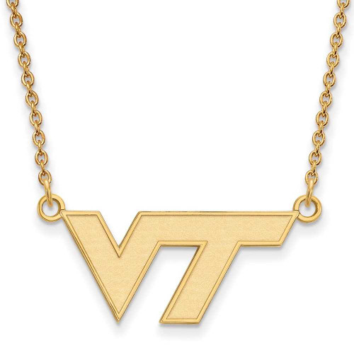 Image of 18" 14K Yellow Gold Virginia Tech Small Pendant w/ Necklace by LogoArt (4Y009VTE-18)