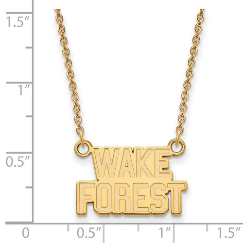 Image of 18" 14K Yellow Gold Wake Forest University Sm Pendant Necklace LogoArt 4Y047WFU-18