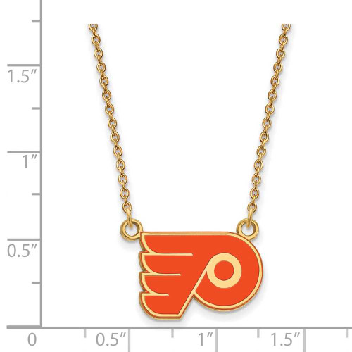 Image of 18" Gold Plate 925 Silver NHL Philadelphia Flyers Sm Enamel Pendant Necklace LogoArt
