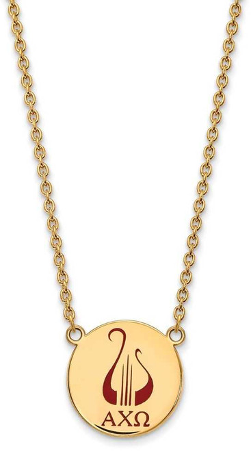 Image of 18" Gold Plated 925 Silver Alpha Chi Omega Sm Pendant Necklace LogoArt GP045ACO-18