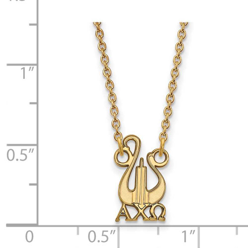 Image of 18" Gold Plated 925 Silver Alpha Chi Omega XS Pendant Necklace LogoArt GP039ACO-18