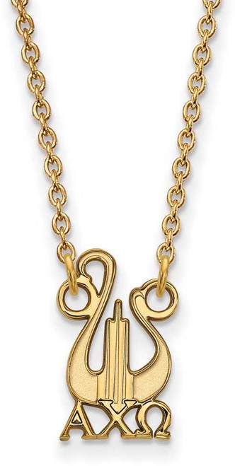 Image of 18" Gold Plated 925 Silver Alpha Chi Omega XS Pendant Necklace LogoArt GP039ACO-18