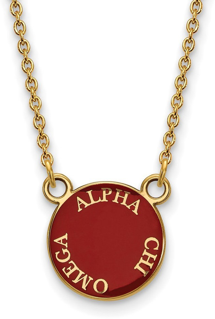 18" Gold Plated 925 Silver Alpha Chi Omega XSmall Pendant Necklace LogoArt GP012ACO