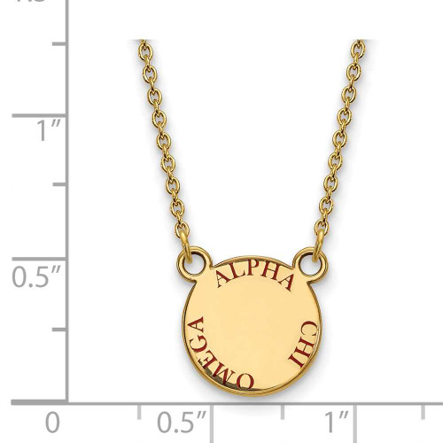 Image of 18" Gold Plated 925 Silver Alpha Chi Omega XSmall Pendant Necklace LogoArt GP014ACO