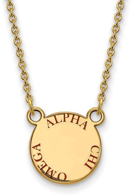 18" Gold Plated 925 Silver Alpha Chi Omega XSmall Pendant Necklace LogoArt GP014ACO