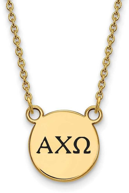 Image of 18" Gold Plated 925 Silver Alpha Chi Omega XSmall Pendant Necklace LogoArt GP016ACO