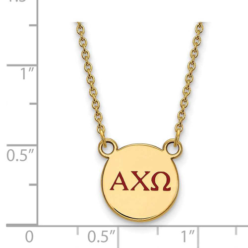 Image of 18" Gold Plated 925 Silver Alpha Chi Omega XSmall Pendant Necklace LogoArt GP027ACO