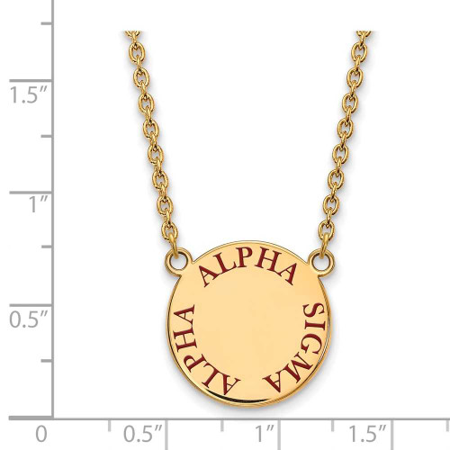 Image of 18" Gold Plated 925 Silver Alpha Sigma Alpha Sm Pendant Necklace LogoArt GP015ASI-18