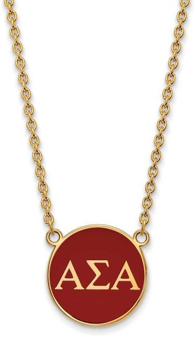 Image of 18" Gold Plated 925 Silver Alpha Sigma Alpha Sm Pendant Necklace LogoArt GP030ASI-18