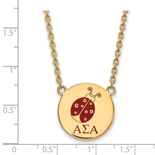 Image of 18" Gold Plated 925 Silver Alpha Sigma Alpha Sm Pendant Necklace LogoArt GP045ASI-18