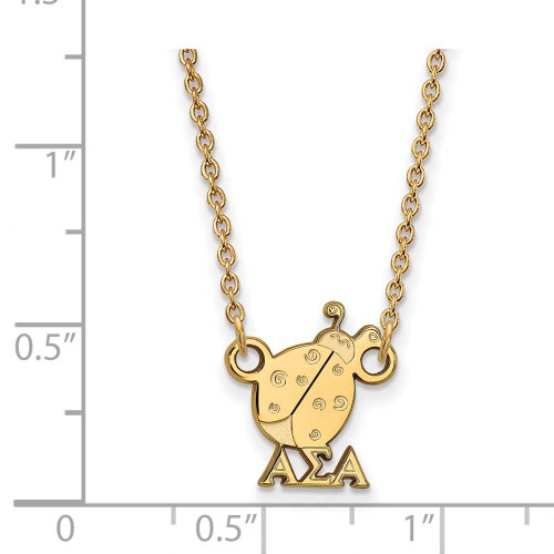 Image of 18" Gold Plated 925 Silver Alpha Sigma Alpha XS Pendant LogoArt Necklace GP039ASI-18