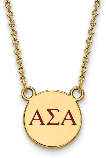 Image of 18" Gold Plated 925 Silver Alpha Sigma Alpha XS Pendant Necklace LogoArt GP027ASI-18