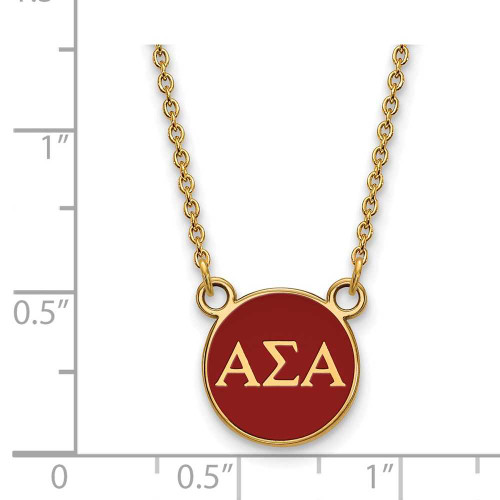 Image of 18" Gold Plated 925 Silver Alpha Sigma Alpha XS Pendant Necklace LogoArt GP029ASI-18