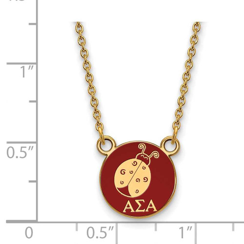 Image of 18" Gold Plated 925 Silver Alpha Sigma Alpha XS Pendant Necklace LogoArt GP042ASI-18