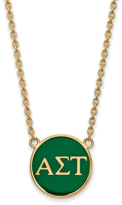 18" Gold Plated 925 Silver Alpha Sigma Tau Sm Pendant Necklace LogoArt GP030ALS-18