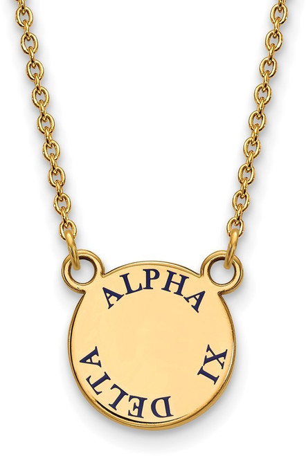 18" Gold Plated 925 Silver Alpha Xi Delta XSmall Pendant Necklace LogoArt GP014AXD