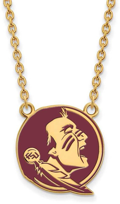 Image of 18" Gold Plated 925 Silver Florida State University Enamel Pendant Necklace LogoArt