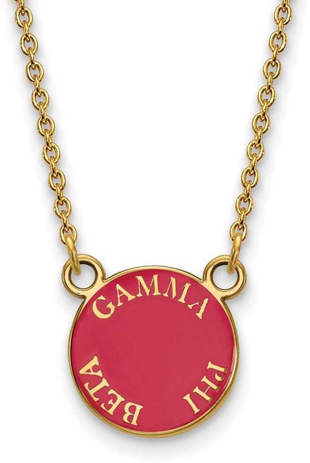 Image of 18" Gold Plated 925 Silver Gamma Phi Beta XSmall Pendant Necklace LogoArt GP012GPB