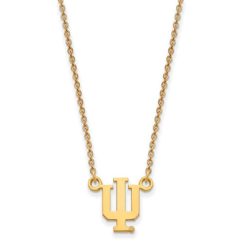 Image of 18" Gold Plated 925 Silver Indiana University Sm Pendant Necklace LogoArt GP015IU-18