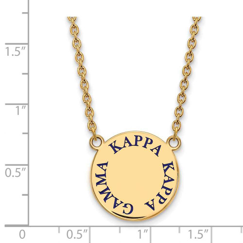 Image of 18" Gold Plated 925 Silver Kappa Kappa Gamma Sm Pendant Necklace LogoArt GP015KKG-18