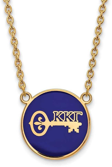 Image of 18" Gold Plated 925 Silver Kappa Kappa Gamma Sm Pendant Necklace LogoArt GP043KKG-18